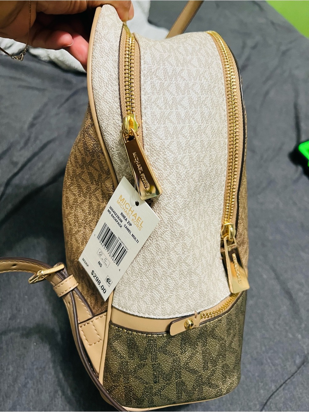 Michael Kors Two-Tone Brown and Gold Backpack - Picture 7 of 12